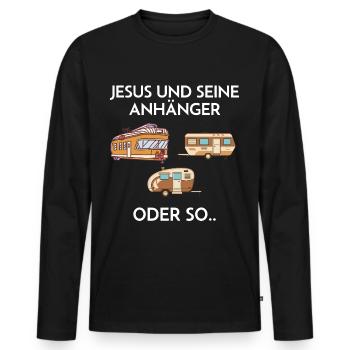 Jesus und seine Anhänger Oder so - Männer Premium Bio Langarmshirt - Schwarz - Vorne - Nico (187cm)