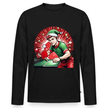 Weihnachtself Tischtennis - Männer Premium Bio Langarmshirt - Schwarz - Vorne - Nico (187cm)