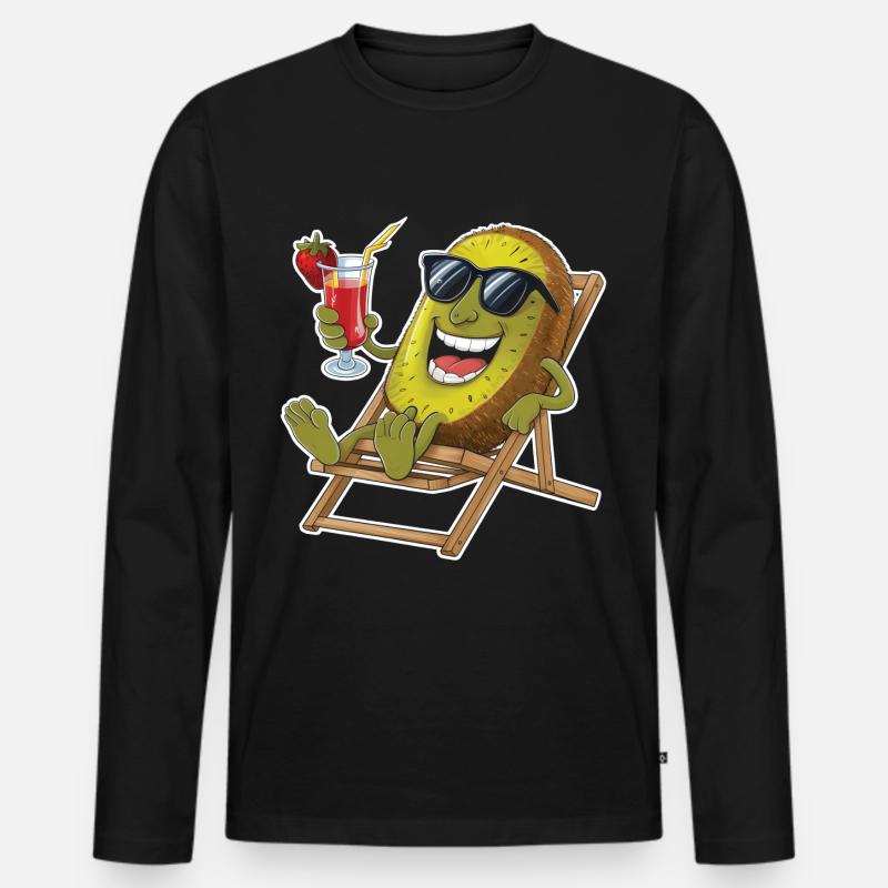 Kiwi - Männer Premium Bio Langarmshirt - Schwarz
