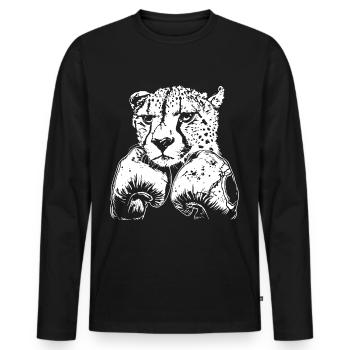 Gepard Boxer Boxen MMA Kampfsport - Männer Premium Bio Langarmshirt - Schwarz - Vorne - Nico (187cm)