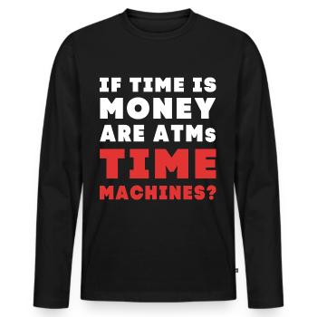 Time travel - Men's Premium Organic Long Sleeve Shirt - black - Front - Nico (187cm)