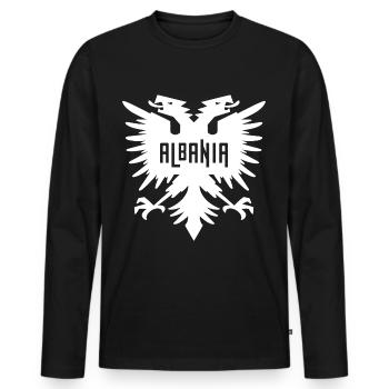 Albania Red Double-headed Eagle Albanian Gift - Men's Premium Organic Long Sleeve Shirt - black - Front - Nico (187cm)