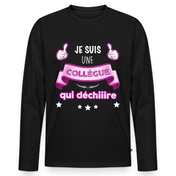 Collegue qui déchire femme collègue cool - T-shirt manches longues Premium bio Homme - noir - Devant - Nico (187cm)