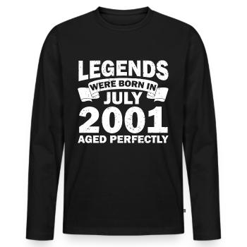21. Geburtstag Juli Jahrgang 2001 Geschenkidee - Männer Premium Bio Langarmshirt - Schwarz - Vorne - Nico (187cm)