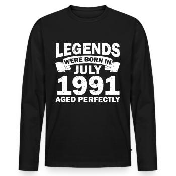 31ème anniversaire Juillet né 1991 Idée cadeau - T-shirt manches longues Premium bio Homme - noir - Devant - Nico (187cm)
