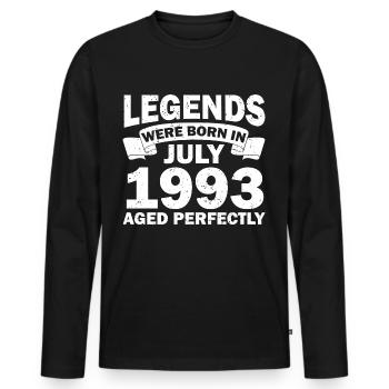 29ème anniversaire Juillet né 1993 Idée cadeau - T-shirt manches longues Premium bio Homme - noir - Devant - Nico (187cm)