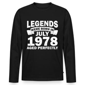 44ème anniversaire Juillet né 1978 Idée cadeau - T-shirt manches longues Premium bio Homme - noir - Devant - Nico (187cm)