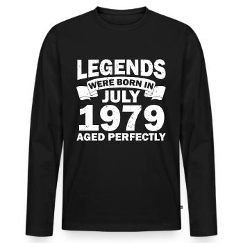 43ème anniversaire Juillet né 1979 Idée cadeau - T-shirt manches longues Premium bio Homme - noir - Devant - Nico (187cm)