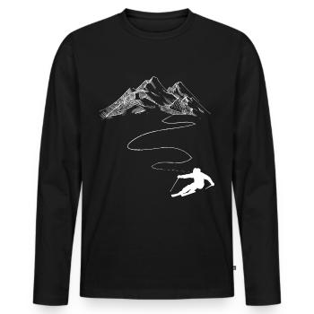 Montagne - Ligne sinueuse - Ski - (4) - T-shirt manches longues Premium bio Homme - noir - Devant - Nico (187cm)