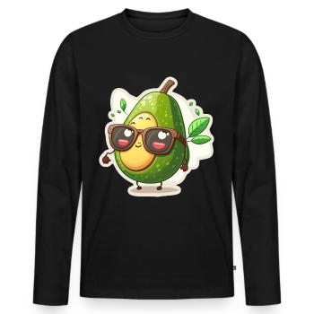 Cute Avocado Glasses Vegetarian Vegans - Men's Premium Organic Long Sleeve Shirt - black - Front - Nico (187cm)