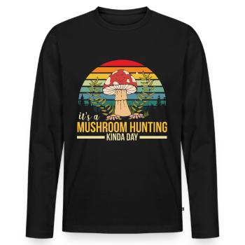 Mushroom pickers and mushroom friends - Men's Premium Organic Long Sleeve Shirt - black - Front - Nico (187cm)