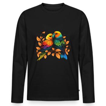 Agapornis Inseparable Retro Parrots Lovebird - Men's Premium Organic Long Sleeve Shirt - black - Front - Nico (187cm)