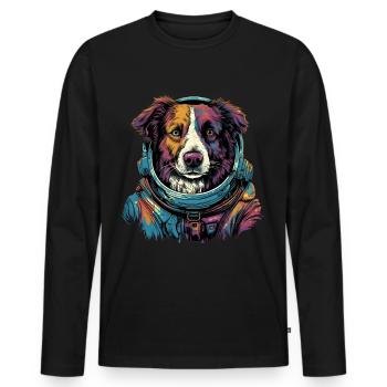 Australian Shepherd Astronaut - Men's Premium Organic Long Sleeve Shirt - black - Front - Nico (187cm)