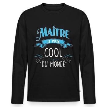 Maitre d'école cadeau pour le meilleur instituteur - T-shirt manches longues Premium bio Homme - noir - Devant - Nico (187cm)