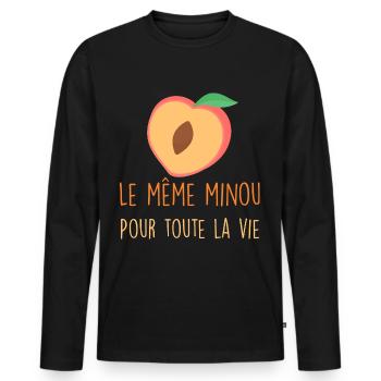Cadeau mariage Homme C'est Pour La Vie Ce minou - T-shirt manches longues Premium bio Homme - noir - Devant - Nico (187cm)
