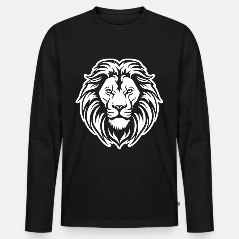 Löwe Kopf - Männer Premium Bio Langarmshirt - Schwarz