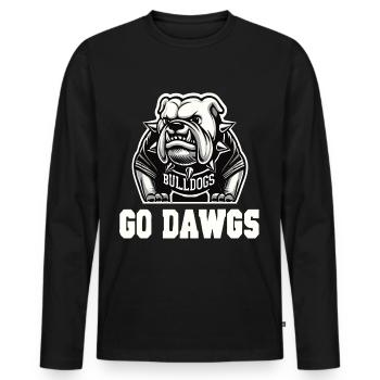 Go Dawgs Bulldog Mascot Supporter Design for Sport - Men's Premium Organic Long Sleeve Shirt - black - Front - Nico (187cm)