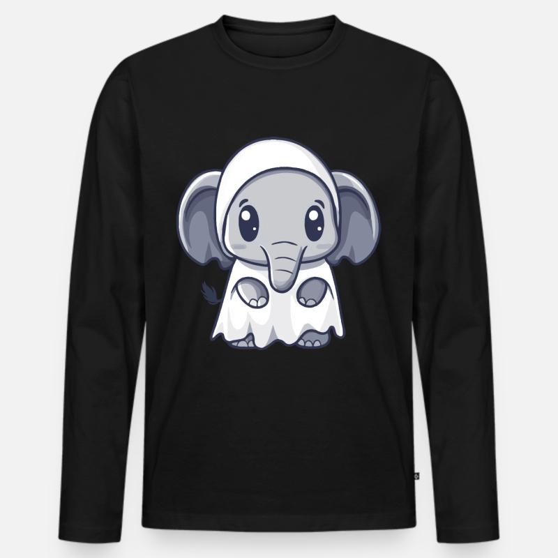 Mammut Halloween Comic Geist - Männer Premium Bio Langarmshirt - Schwarz