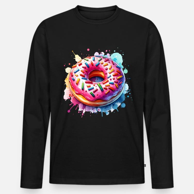 Donut - Männer Premium Bio Langarmshirt - Schwarz