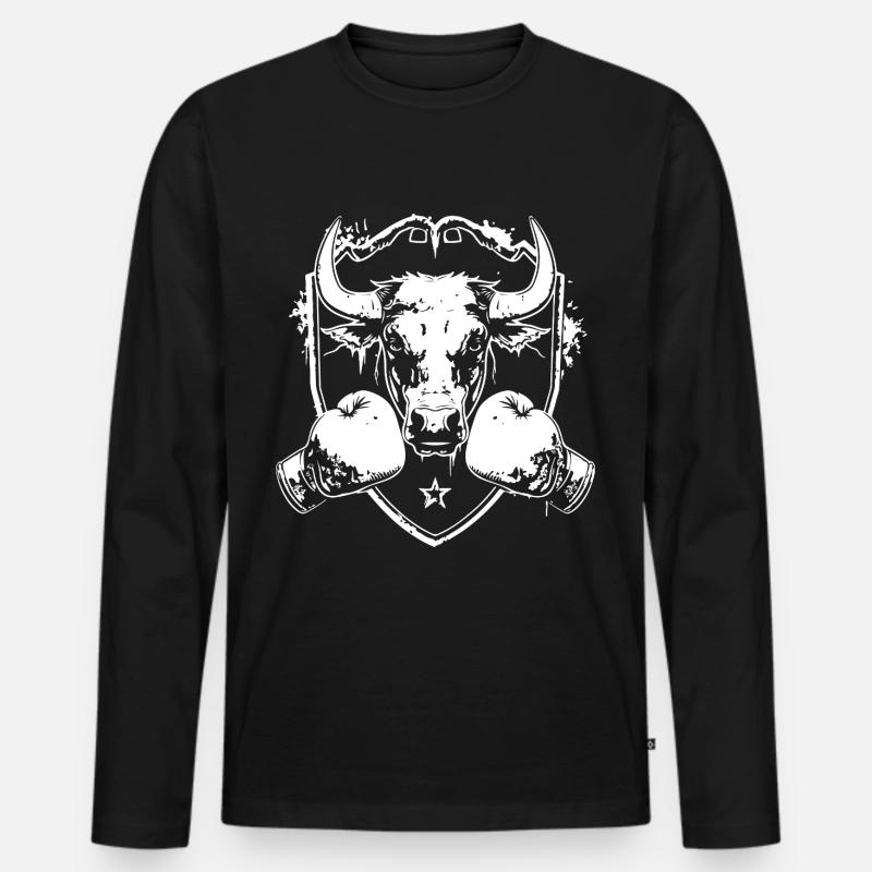 Bulle Stier Boxer Fighter - Männer Premium Bio Langarmshirt - Schwarz