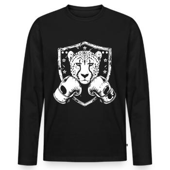 Combattant boxeur guépard - T-shirt manches longues Premium bio Homme - noir - Devant - Nico (187cm)