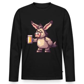 Esel Pixel Bier - Männer Premium Bio Langarmshirt - Schwarz - Vorne - Nico (187cm)