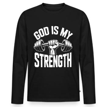 Dieu est ma force ! Croire en Jésus chrétien - T-shirt manches longues Premium bio Homme - noir - Devant - Nico (187cm)