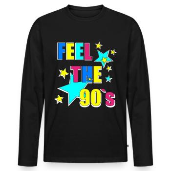 Ressentez les années 90 - T-shirt manches longues Premium bio Homme - noir - Devant - Nico (187cm)