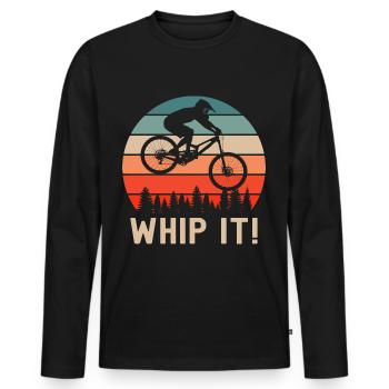 Whip It Mountain Bike Vélo Vtt Descente - T-shirt manches longues Premium bio Homme - noir - Devant - Nico (187cm)
