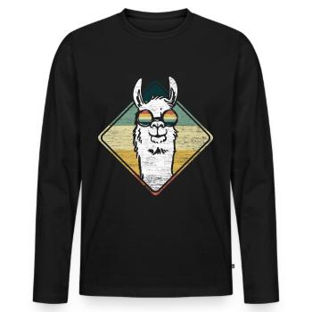 Lama Llama Alpaka - Männer Premium Bio Langarmshirt - Schwarz - Vorne - Nico (187cm)