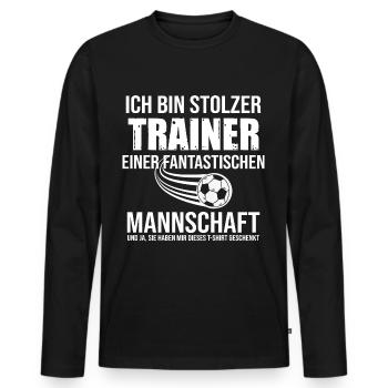 Fußballtrainer Spruch Bester Trainer Fußballcoach - Männer Premium Bio Langarmshirt - Schwarz - Vorne - Nico (187cm)