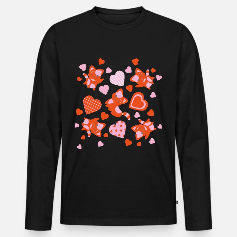 Katze väterlicherseits - Männer Premium Bio Langarmshirt - Schwarz
