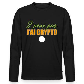 J'Peux Pas J'ai Crypto Cryptomonnaies - T-shirt manches longues Premium bio Homme - noir - Devant - Nico (187cm)