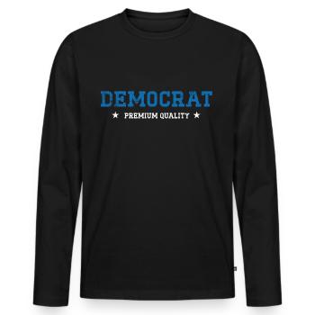 Democrat Vintage - Men's Premium Organic Long Sleeve Shirt - black - Front - Nico (187cm)