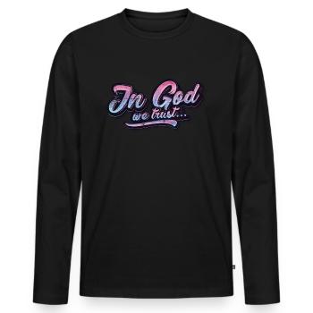 In God we trust - Männer Premium Bio Langarmshirt - Schwarz - Vorne - Nico (187cm)