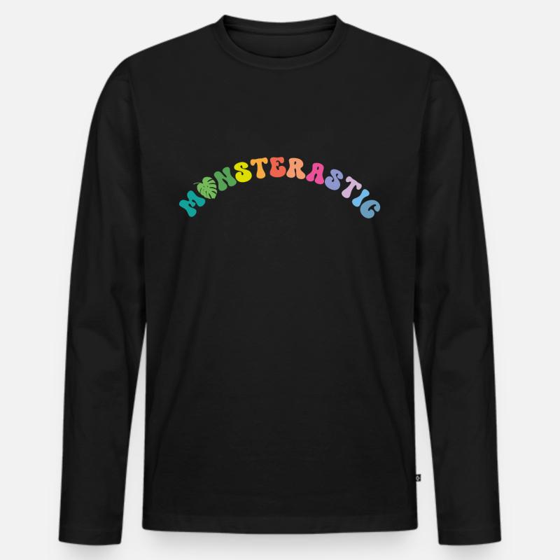 Monsterastic Monstera - Männer Premium Bio Langarmshirt - Schwarz