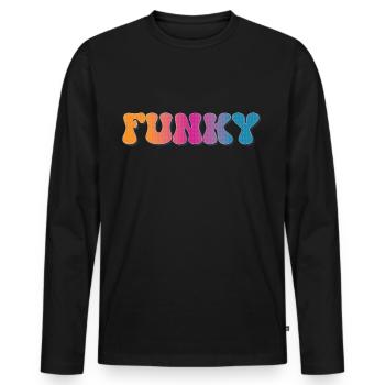 Funky Retro - Männer Premium Bio Langarmshirt - Schwarz - Vorne - Nico (187cm)