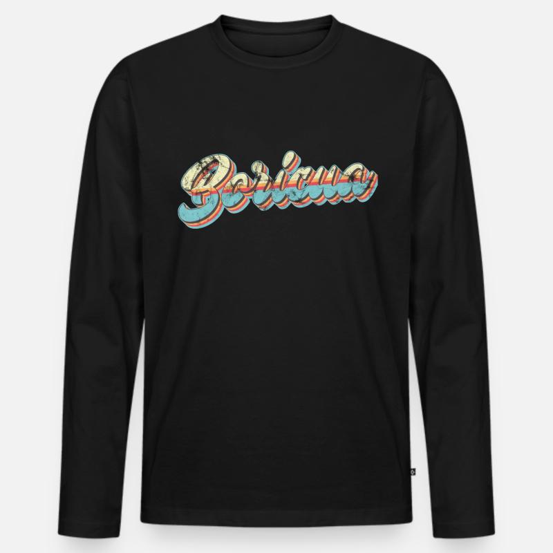 Boricua Retro - Männer Premium Bio Langarmshirt - Schwarz