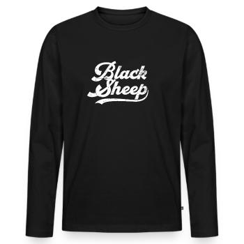 Black Sheep Retro - Männer Premium Bio Langarmshirt - Schwarz - Vorne - Nico (187cm)