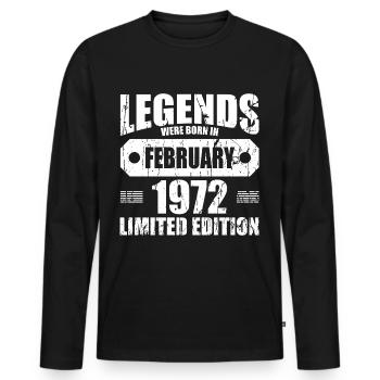51. Geburtstag Februar Jahrgang 1972 Geschenkidee - Männer Premium Bio Langarmshirt - Schwarz - Vorne - Nico (187cm)