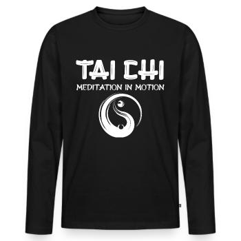Meditation, Zen Yoga und Pilates - Männer Premium Bio Langarmshirt - Schwarz - Vorne - Nico (187cm)