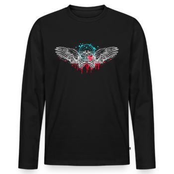 Skelett Flügel - Männer Premium Bio Langarmshirt - Schwarz - Vorne - Nico (187cm)