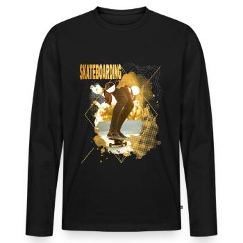 Skateboarding Skate Skater Skateboard Sk8 Gold - T-shirt manches longues Premium bio Homme - noir - Devant - Nico (187cm)
