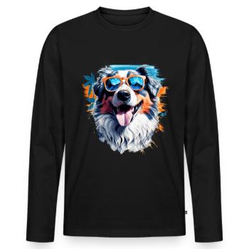 Australischer Schäferhund - Männer Premium Bio Langarmshirt - Schwarz - Vorne - Nico (187cm)