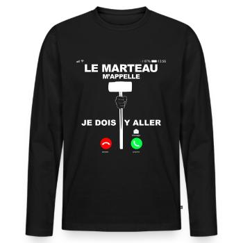 Sport Training Marteau Exercice - T-shirt manches longues Premium bio Homme - noir - Devant - Nico (187cm)