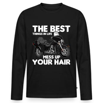 Trike Echte Männer - Triker Trikes Motorrad - Männer Premium Bio Langarmshirt - Schwarz - Vorne - Nico (187cm)
