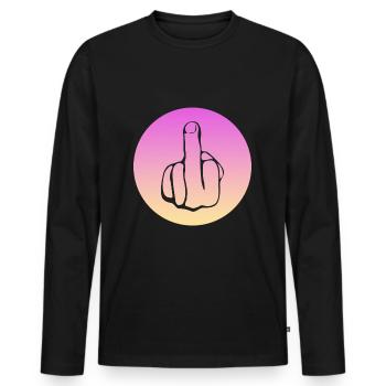 fuck off, fuck you, fucking, fuck - Männer Premium Bio Langarmshirt - Schwarz - Vorne - Nico (187cm)