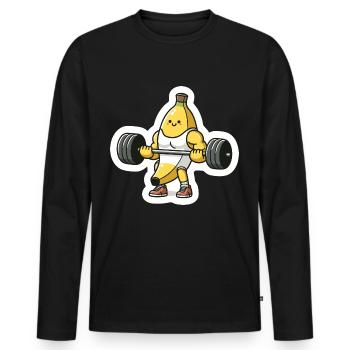 Strength Sports King Banana - Men's Premium Organic Long Sleeve Shirt - black - Front - Nico (187cm)