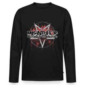 MISANTHROP Spezialist für Social Distancing - Männer Premium Bio Langarmshirt - Schwarz - Vorne - Nico (187cm)