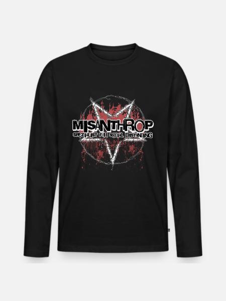 MISANTHROP Spezialist für Social Distancing - Männer Premium Bio Langarmshirt - Schwarz